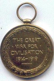 John Shaw's WW1 medal.